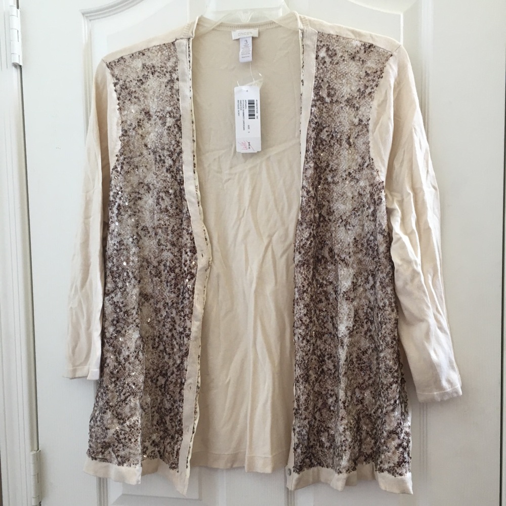 FINAL MARKDOWN NWT ladies Chico’s python shimmer cardigan 16